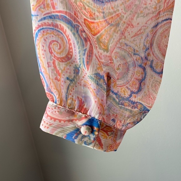 NWOT Tommy Hilfiger Peasant Blouse Lightweight Paisley Pastel Large Bohemian - Picture 8 of 12